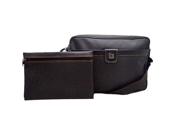 - dunhill ダンヒル ショルダーバッグ ダークグレー PVC/革