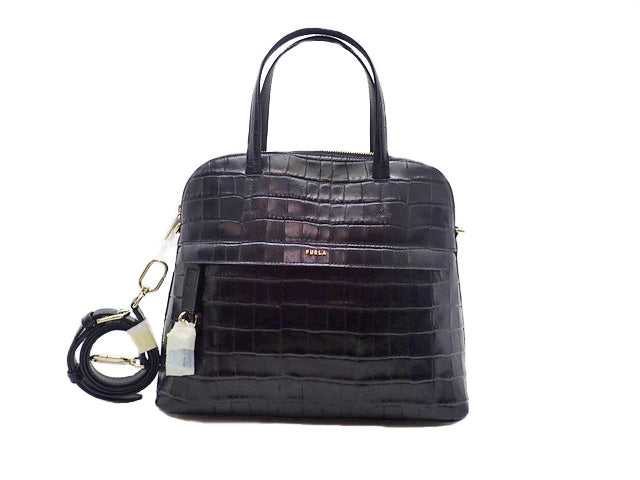 FURLA フルラ PIPER M パイパーM Crocodile Embossed Leather 型押し