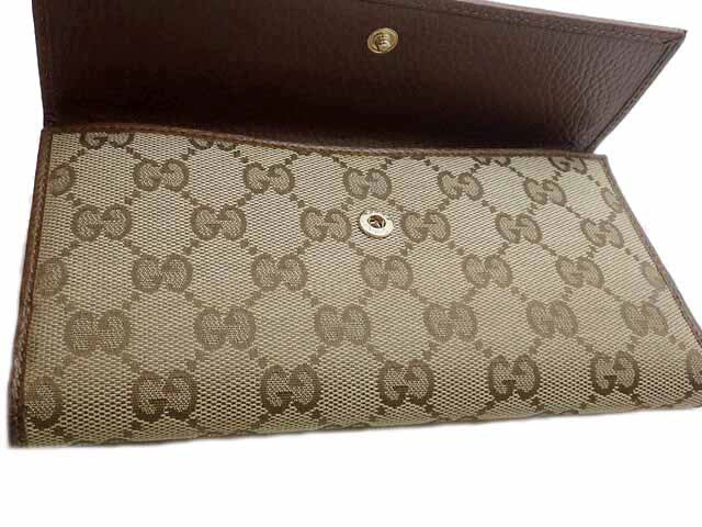 GUCCI グッチ GG Canvas GGキャンバス Wホック 長財布 231841 茶 キャンバス/革 アウトレット