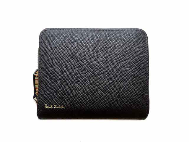 - Paul Smith ポールスミス ジップ ストローグレイン2 マルチストライプ ラウンドファスナー 二つ折り長財布 PSC783 牛革 黒