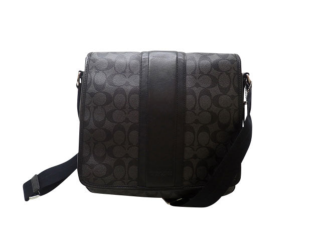 - COACH コーチ F71102 ヘリテージ シグネチャー ストライプマップ メッセンジャー ショルダーバッグ